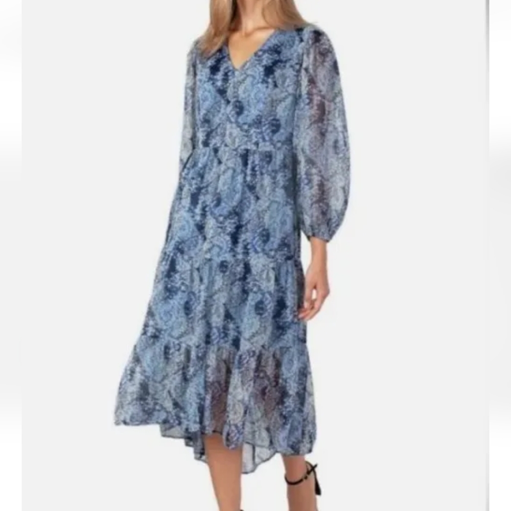 Joie Tiered Maxi Dress Woman Plus XXL Cottage Fairy Boho Coastal Blue. Sheer New